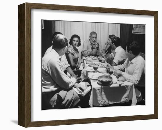 Author, Ernest Hemingway During Visit with Bullfighter Antonio Ordonez-Loomis Dean-Framed Premium Photographic Print