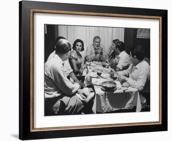 Author, Ernest Hemingway During Visit with Bullfighter Antonio Ordonez-Loomis Dean-Framed Premium Photographic Print