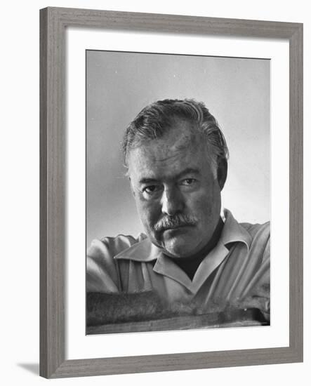 Author Ernest Hemingway in Fishing Village-Alfred Eisenstaedt-Framed Premium Photographic Print