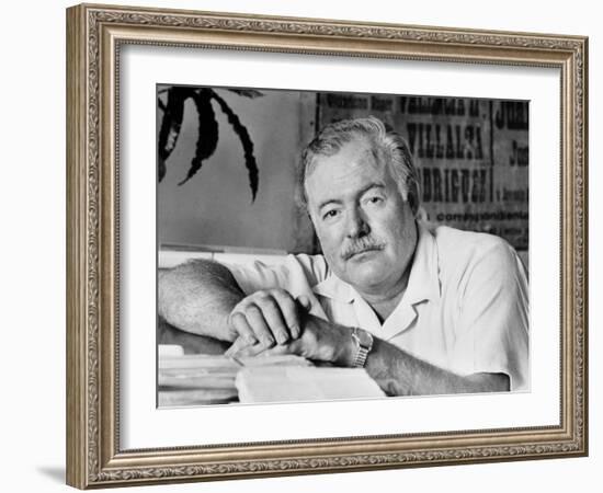 Author Ernest Hemingway in Fishing Village-Alfred Eisenstaedt-Framed Premium Photographic Print