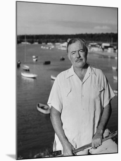 Author Ernest Hemingway Posing in Cojimar Harbor-Alfred Eisenstaedt-Mounted Premium Photographic Print