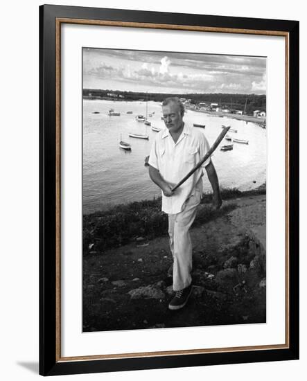 Author Ernest Hemingway Walking in Cojimar Harbor-Alfred Eisenstaedt-Framed Premium Photographic Print