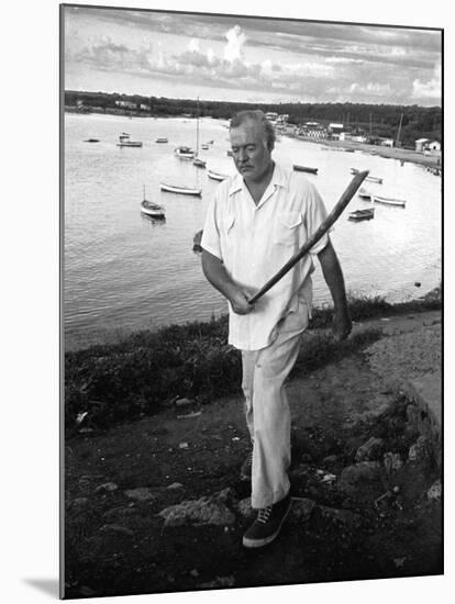 Author Ernest Hemingway Walking in Cojimar Harbor-Alfred Eisenstaedt-Mounted Premium Photographic Print