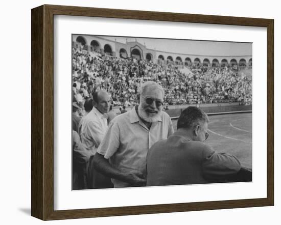 Author Ernest Hemingway with Friend at Spanish Toreadors-Loomis Dean-Framed Premium Photographic Print