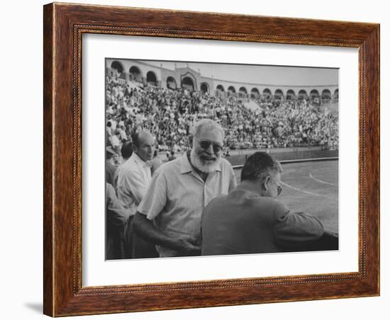 Author Ernest Hemingway with Friend at Spanish Toreadors-Loomis Dean-Framed Premium Photographic Print