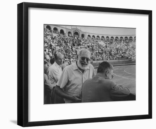 Author Ernest Hemingway with Friend at Spanish Toreadors-Loomis Dean-Framed Premium Photographic Print