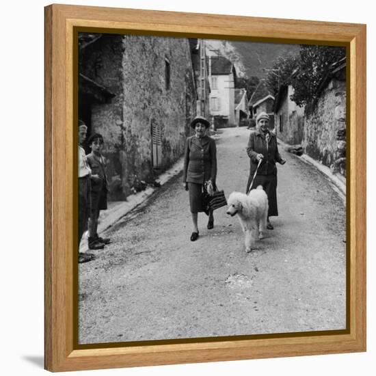 Author Gertrude Stein Walking with Alice B. Toklas and Their Dog-Carl Mydans-Framed Premier Image Canvas