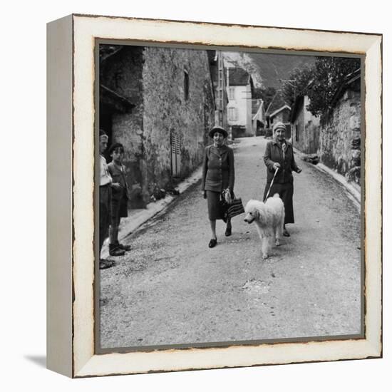 Author Gertrude Stein Walking with Alice B. Toklas and Their Dog-Carl Mydans-Framed Premier Image Canvas