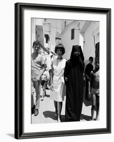 Author Jane Bowles and Her Friend Cherifa Walking the Streets of Tangier-null-Framed Premium Photographic Print