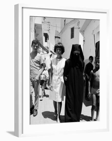 Author Jane Bowles and Her Friend Cherifa Walking the Streets of Tangier-null-Framed Premium Photographic Print