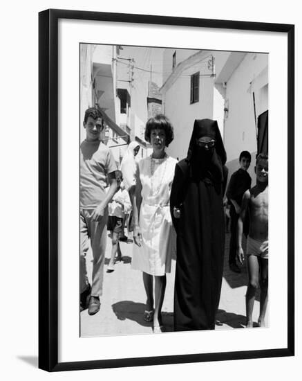 Author Jane Bowles and Her Friend Cherifa Walking the Streets of Tangier-null-Framed Premium Photographic Print