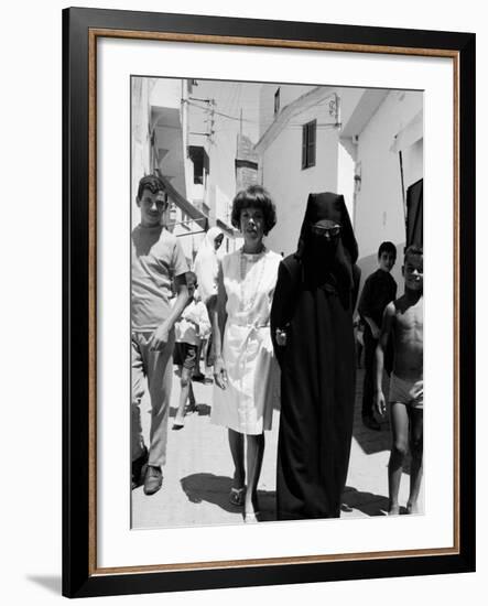 Author Jane Bowles and Her Friend Cherifa Walking the Streets of Tangier-null-Framed Premium Photographic Print