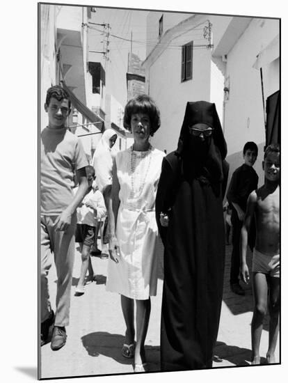 Author Jane Bowles and Her Friend Cherifa Walking the Streets of Tangier-null-Mounted Premium Photographic Print