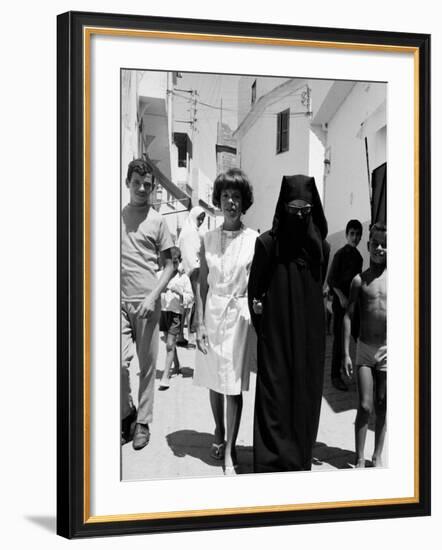 Author Jane Bowles and Her Friend Cherifa Walking the Streets of Tangier-null-Framed Premium Photographic Print