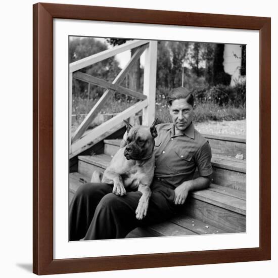 Author, Philosopher and Political Activist Arthur Koestler with His Dog-Dmitri Kessel-Framed Premium Photographic Print