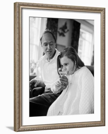Author Roald Dahl and Daughter at Home-null-Framed Premium Photographic Print