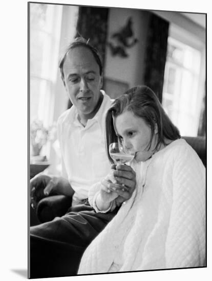 Author Roald Dahl and Daughter at Home-null-Mounted Premium Photographic Print