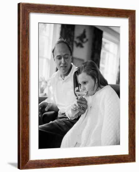 Author Roald Dahl and Daughter at Home-null-Framed Premium Photographic Print