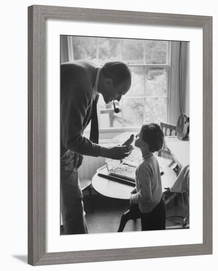 Author Roald Dahl with Son-Leonard Mccombe-Framed Premium Photographic Print