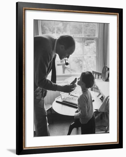 Author Roald Dahl with Son-Leonard Mccombe-Framed Premium Photographic Print
