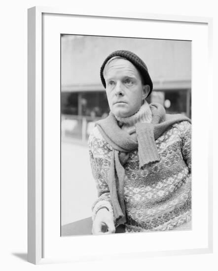 Author Truman Capote at Rockefeller Ice Skating Rink-Alfred Eisenstaedt-Framed Premium Photographic Print