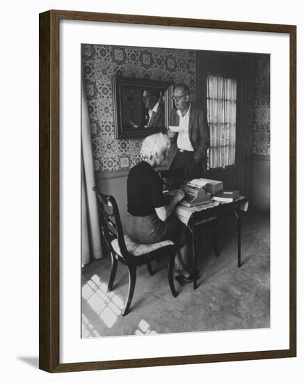 Author Vladimir Nabokov Dictating to His Wife-Carl Mydans-Framed Premium Photographic Print