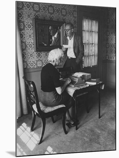 Author Vladimir Nabokov Dictating to His Wife-Carl Mydans-Mounted Premium Photographic Print