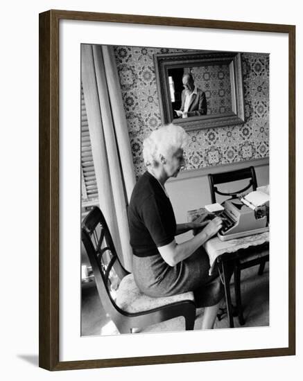 Author Vladimir Nabokov Dictating While Wife Vera Types-Carl Mydans-Framed Premium Photographic Print