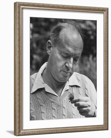 Author Vladimir Nabokov Looking at a Butterfly-Carl Mydans-Framed Premium Photographic Print