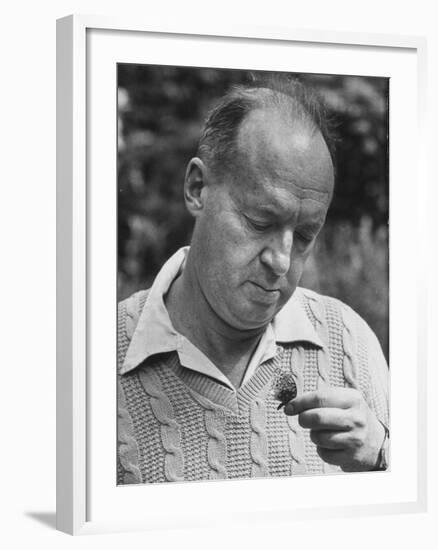 Author Vladimir Nabokov Looking at a Butterfly-Carl Mydans-Framed Premium Photographic Print