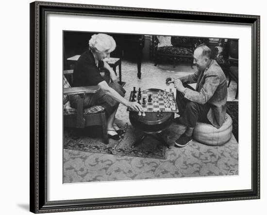 Author Vladimir Nabokov Playing Chess with His Wife-Carl Mydans-Framed Premium Photographic Print