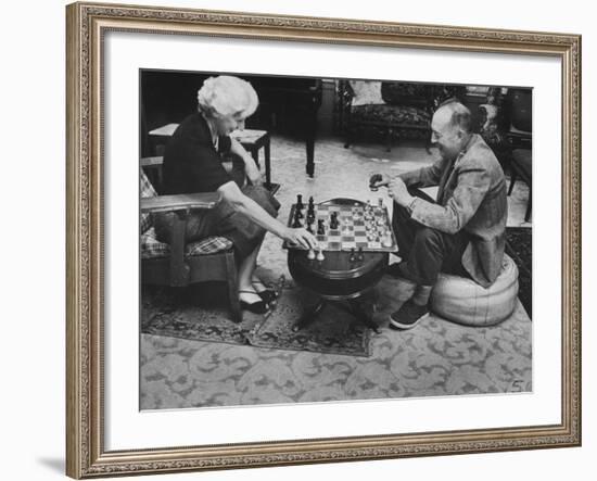 Author Vladimir Nabokov Playing Chess with His Wife-Carl Mydans-Framed Premium Photographic Print