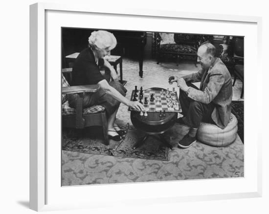 Author Vladimir Nabokov Playing Chess with His Wife-Carl Mydans-Framed Premium Photographic Print