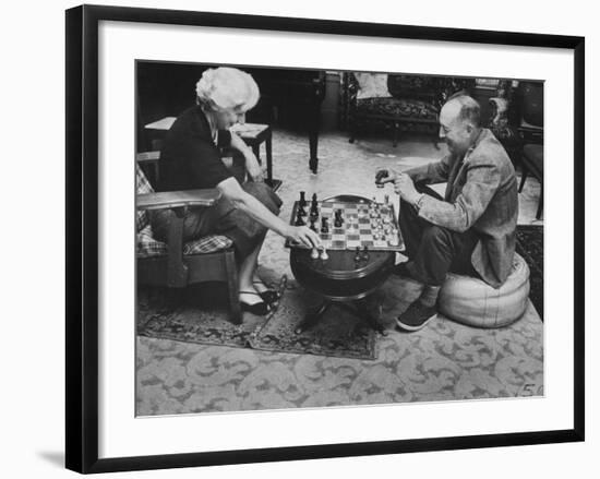 Author Vladimir Nabokov Playing Chess with His Wife-Carl Mydans-Framed Premium Photographic Print