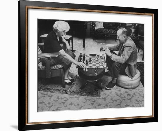 Author Vladimir Nabokov Playing Chess with His Wife-Carl Mydans-Framed Premium Photographic Print