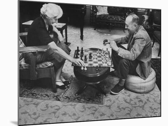 Author Vladimir Nabokov Playing Chess with His Wife-Carl Mydans-Mounted Premium Photographic Print