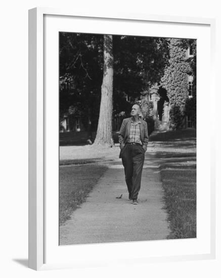 Author Vladimir Nabokov Walking Down Sidewalk-Carl Mydans-Framed Premium Photographic Print