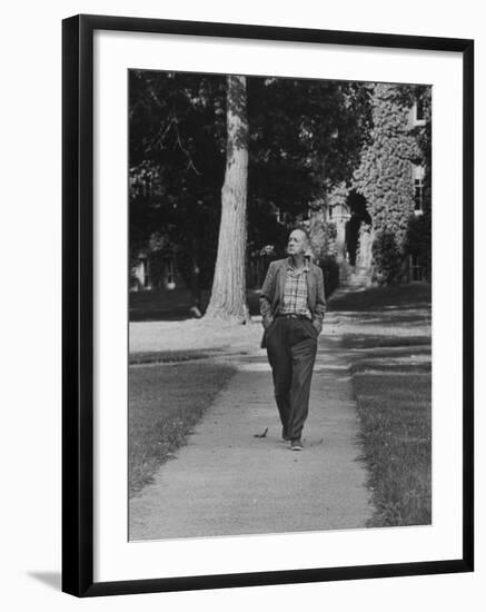 Author Vladimir Nabokov Walking Down Sidewalk-Carl Mydans-Framed Premium Photographic Print