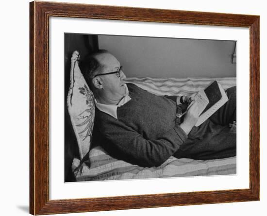 Author Vladimir Nabokov Writing in a Notebook on the Bed-Carl Mydans-Framed Premium Photographic Print