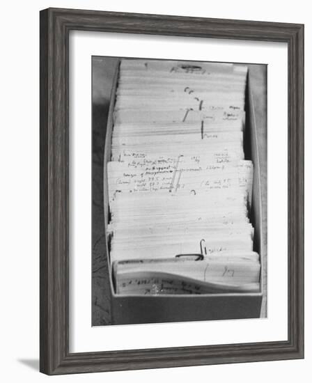 Author Vladimir Nabokovs Researched Materials on File Cards for His Book Lolita-Carl Mydans-Framed Photographic Print