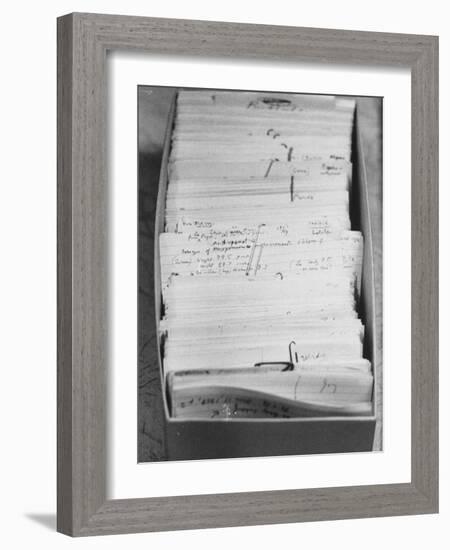 Author Vladimir Nabokovs Researched Materials on File Cards for His Book Lolita-Carl Mydans-Framed Photographic Print