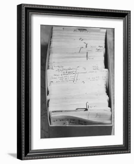 Author Vladimir Nabokovs Researched Materials on File Cards for His Book Lolita-Carl Mydans-Framed Photographic Print