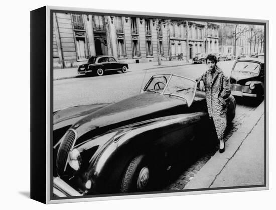 Authoress Francoise Segan Standing Beside Her Jaguar-Thomas D^ Mcavoy-Framed Premier Image Canvas