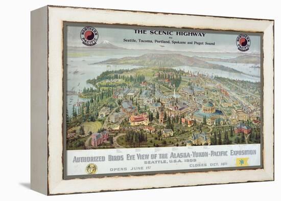 "Authorized Birds Eye View of the Alaska-Yukon-Pacific Exposition: Seattle, USA, 1909"-null-Framed Premier Image Canvas