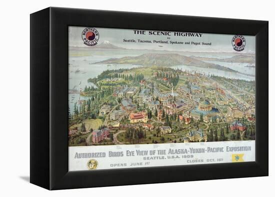 "Authorized Birds Eye View of the Alaska-Yukon-Pacific Exposition: Seattle, USA, 1909"-null-Framed Premier Image Canvas