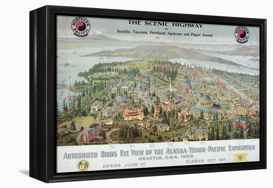 "Authorized Birds Eye View of the Alaska-Yukon-Pacific Exposition: Seattle, USA, 1909"-null-Framed Premier Image Canvas