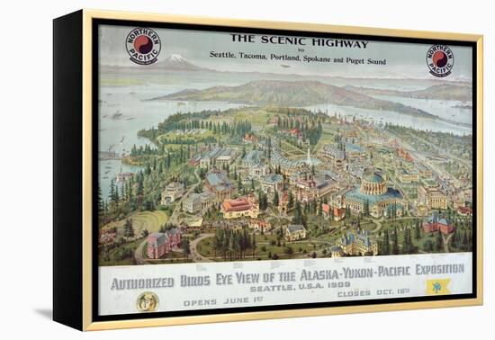 "Authorized Birds Eye View of the Alaska-Yukon-Pacific Exposition: Seattle, USA, 1909"-null-Framed Premier Image Canvas