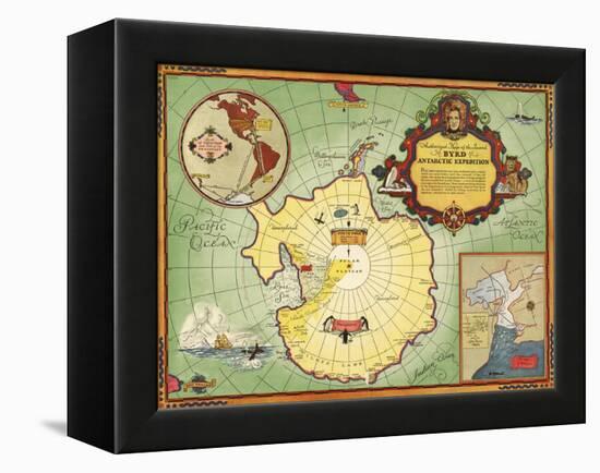 Authorized Map of the Second Byrd Antarctic Expedition-null-Framed Premier Image Canvas