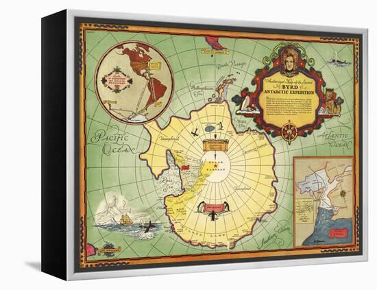 Authorized Map of the Second Byrd Antarctic Expedition-null-Framed Premier Image Canvas