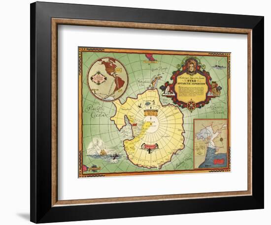 Authorized Map of the Second Byrd Antarctic Expedition-null-Framed Giclee Print